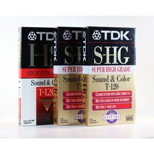 TDK S-HG T-120 Tapes (2) and TDK HS T-120 Tape (1) New Old Stock Sealed
